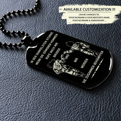 DRD011 - Call On Me Brother - German - Goku - Vegeta - Dragon Ball - Engrave Black Dog Tag