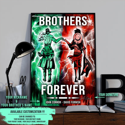 OP003 - Brothers Forever - Monkey D. Luffy - Roronoa Zoro - Vertical Poster - Vertical Canvas - One Piece Poster