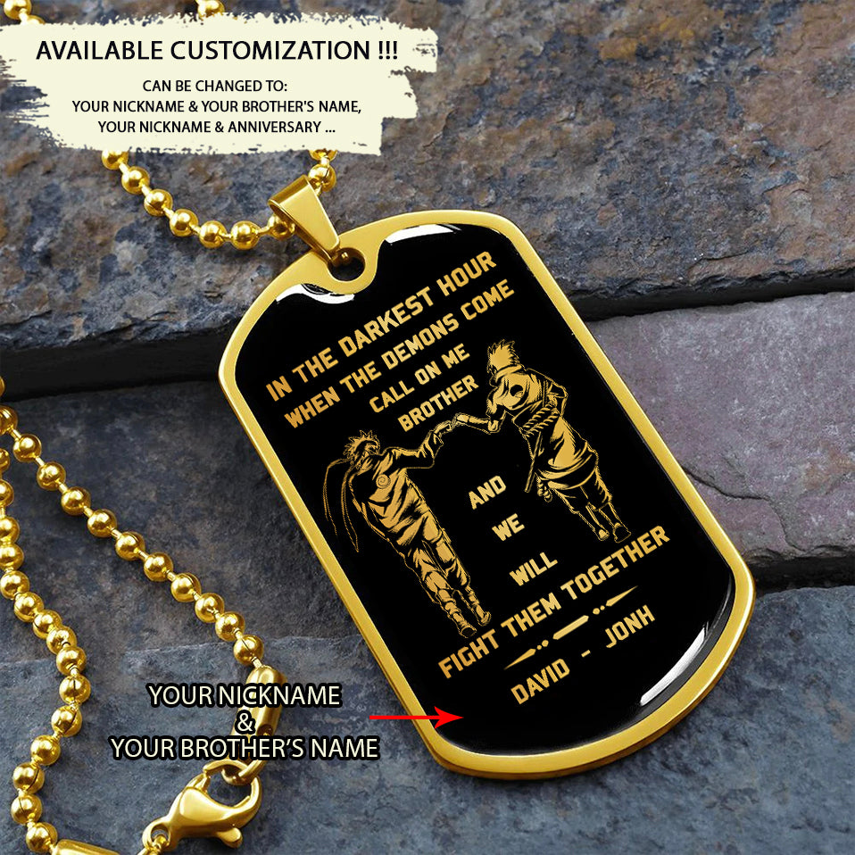 SD Call on me Brother Engraved Dog Tag 18K gold all style