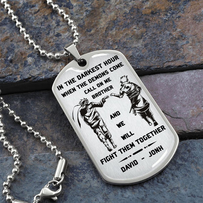 Call on me Brother - Dragon ball Goku Vegeta - Soldier - Engraved Dog Tag 18K Dog Tag Necklace gold all style