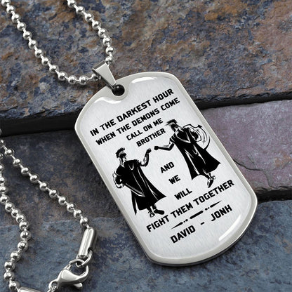 Call on me Brother - Dragon ball Goku Vegeta - Soldier - Engraved Dog Tag 18K Dog Tag Necklace gold all style