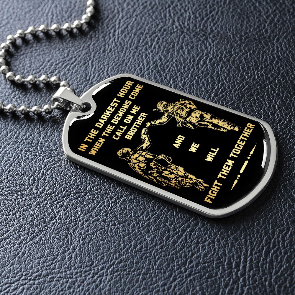 Call on me brother dog tag soldier 18K gold