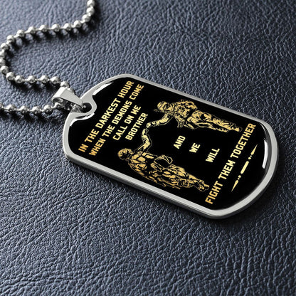 Call on me brother dog tag soldier 18K gold