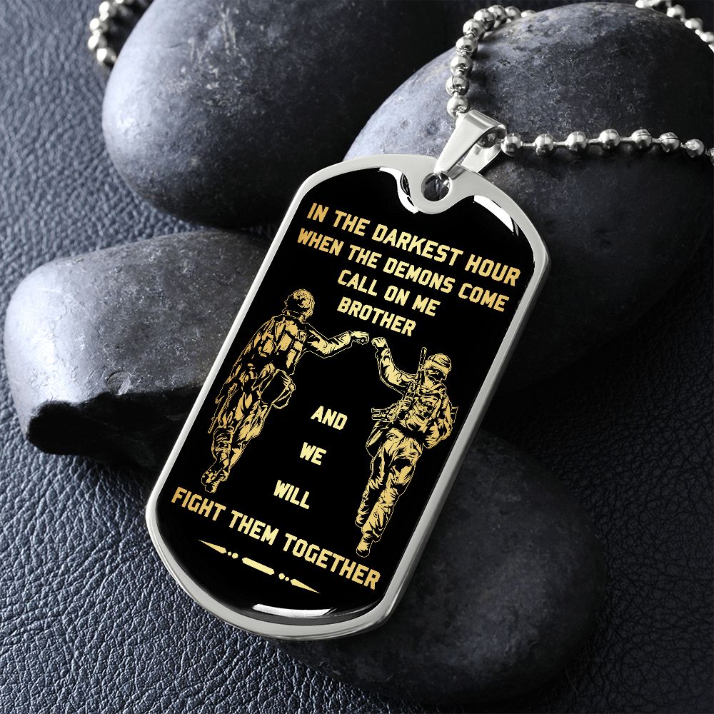 Call on me brother dog tag soldier 18K gold