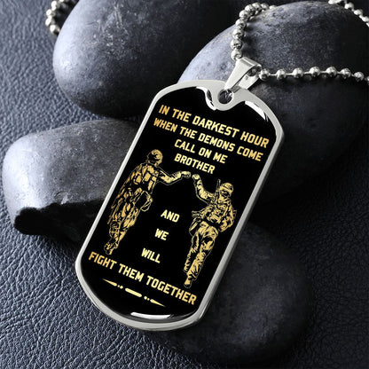 Call on me brother dog tag soldier 18K gold