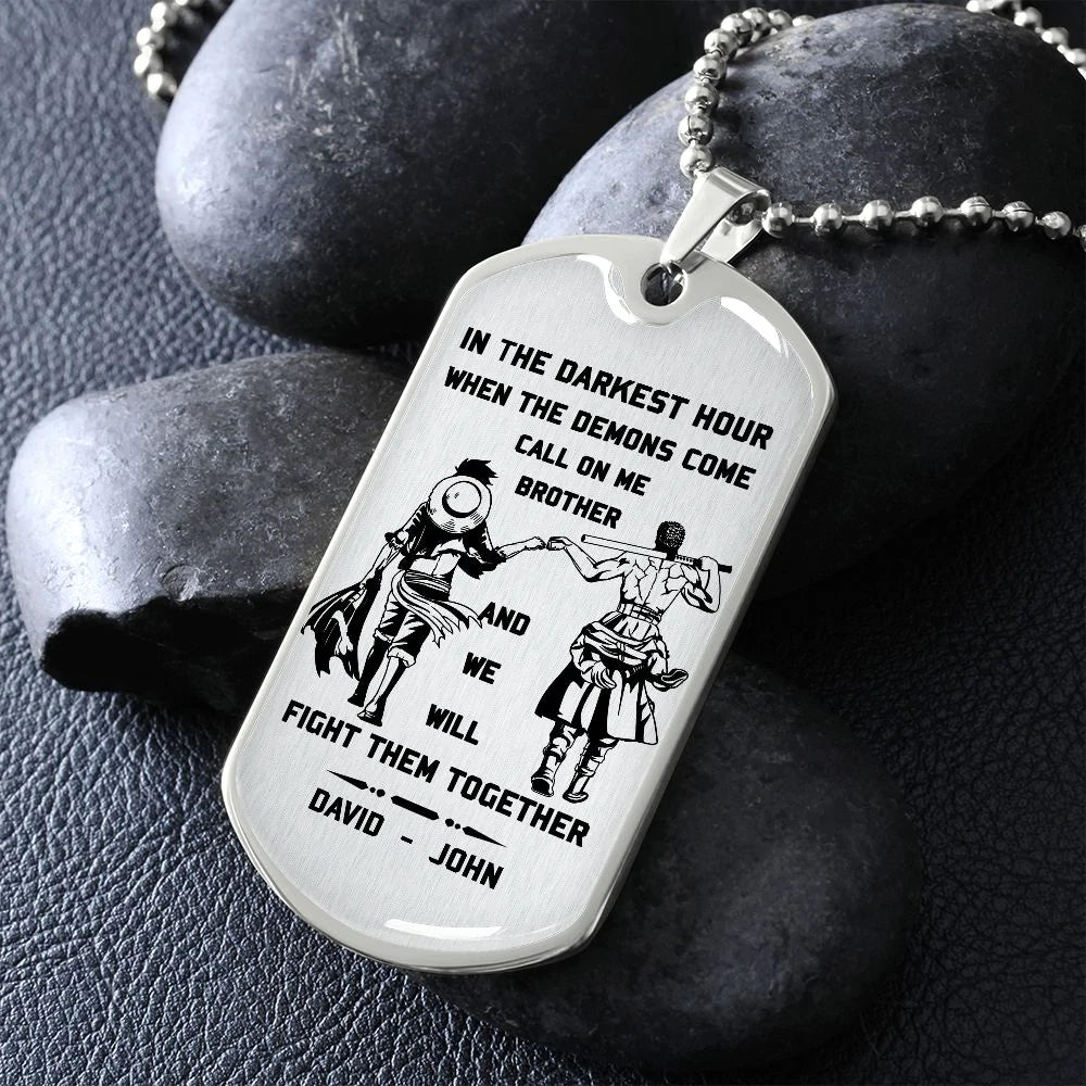 Call on me Brother - Dragon ball Goku Vegeta - Soldier - Engraved Dog Tag 18K Dog Tag Necklace gold all style