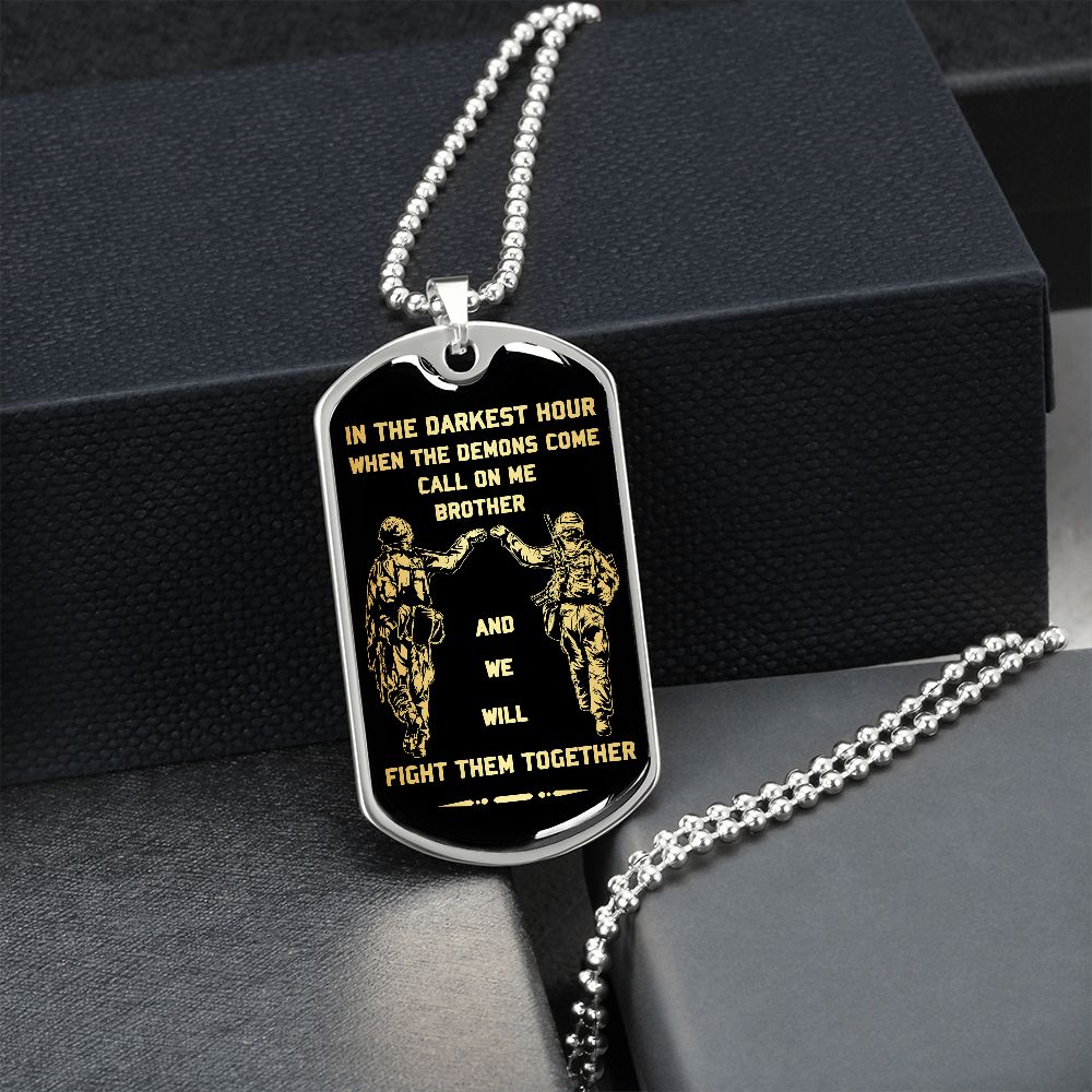 Call on me brother dog tag soldier 18K gold