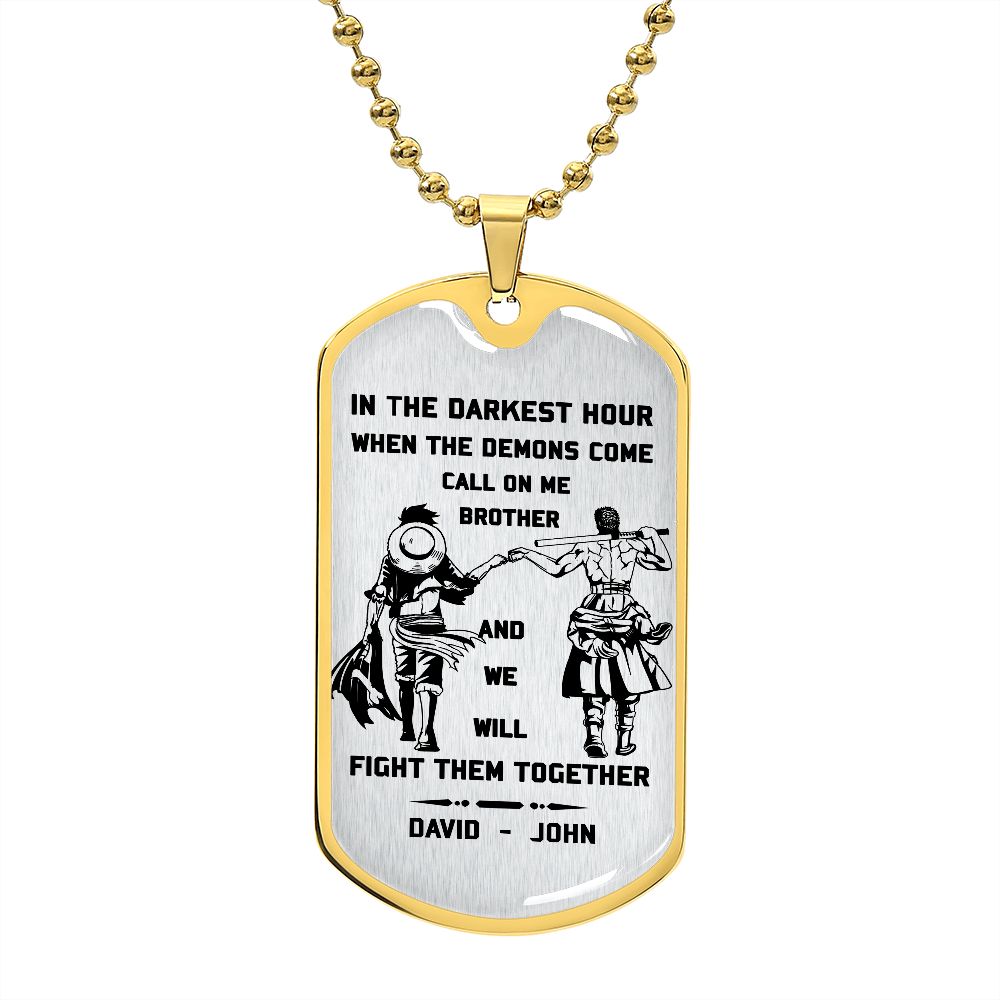 Call on me Brother - One Piece - Engraved Dog Tag 18K gold