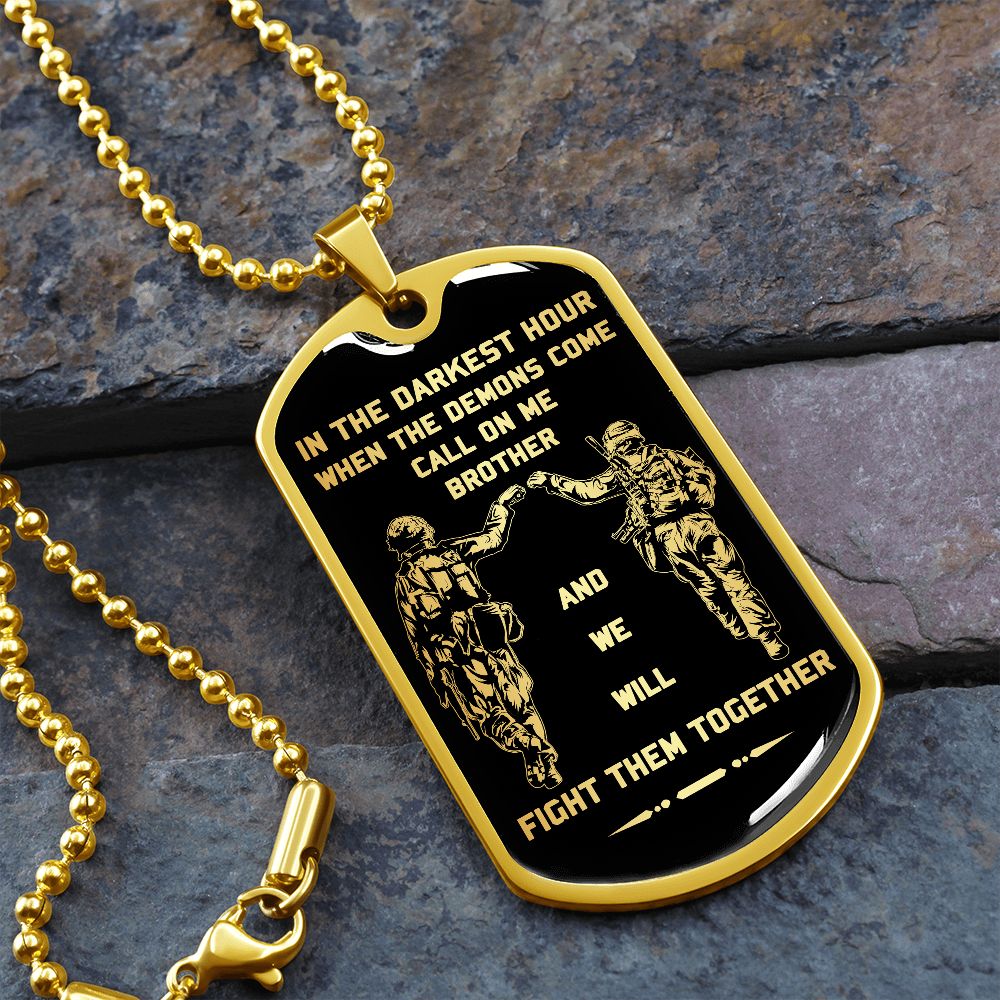 Call on me brother dog tag soldier 18K gold