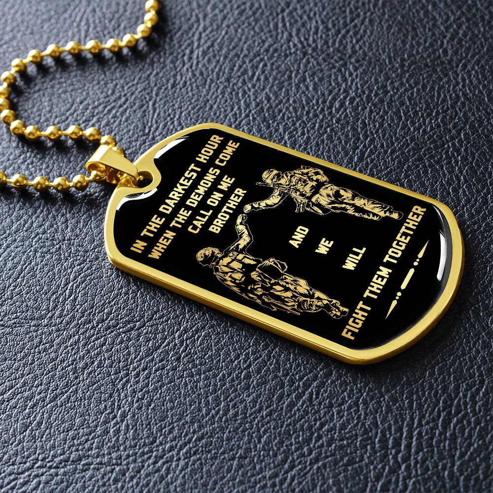 Call on me brother dog tag soldier 18K gold