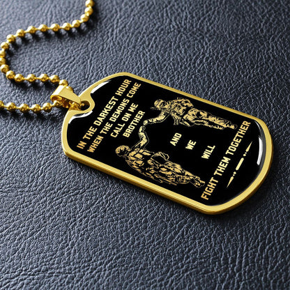 Call on me brother dog tag soldier 18K gold