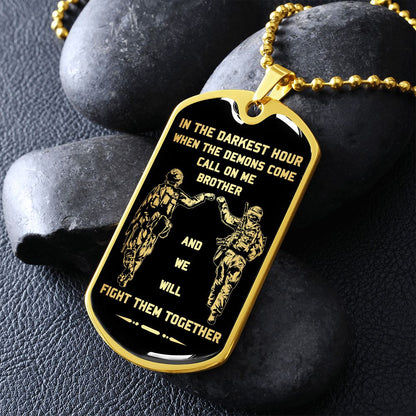 Call on me brother dog tag soldier 18K gold