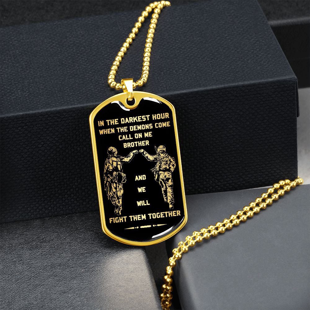 Call on me brother dog tag soldier 18K gold