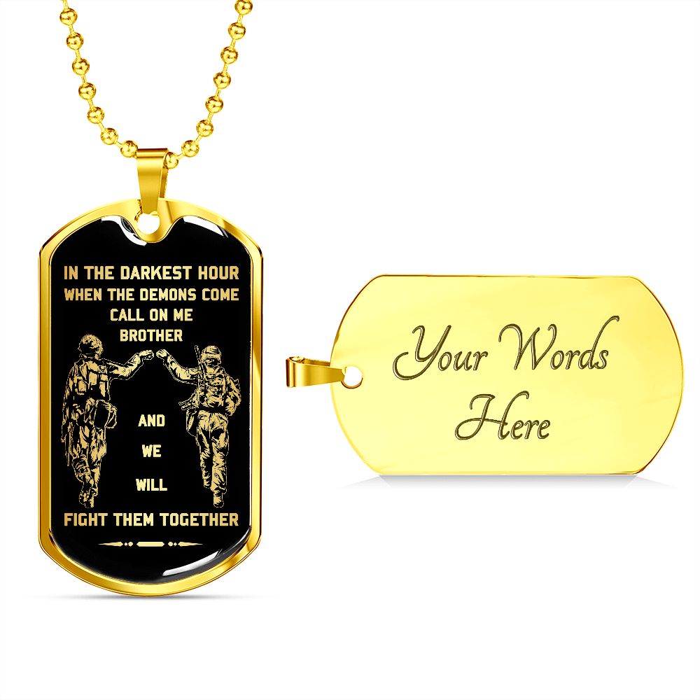Call on me brother dog tag soldier 18K gold
