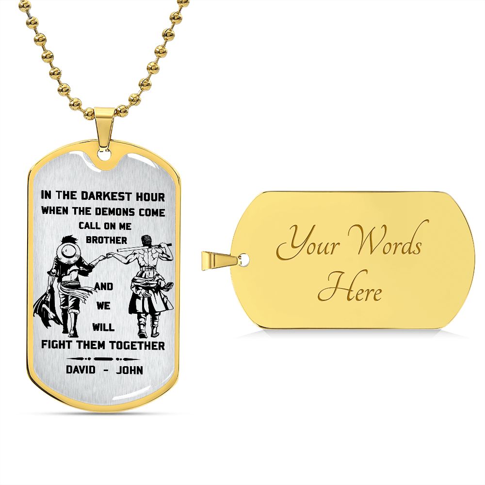 Call on me Brother - One Piece - Engraved Dog Tag 18K gold