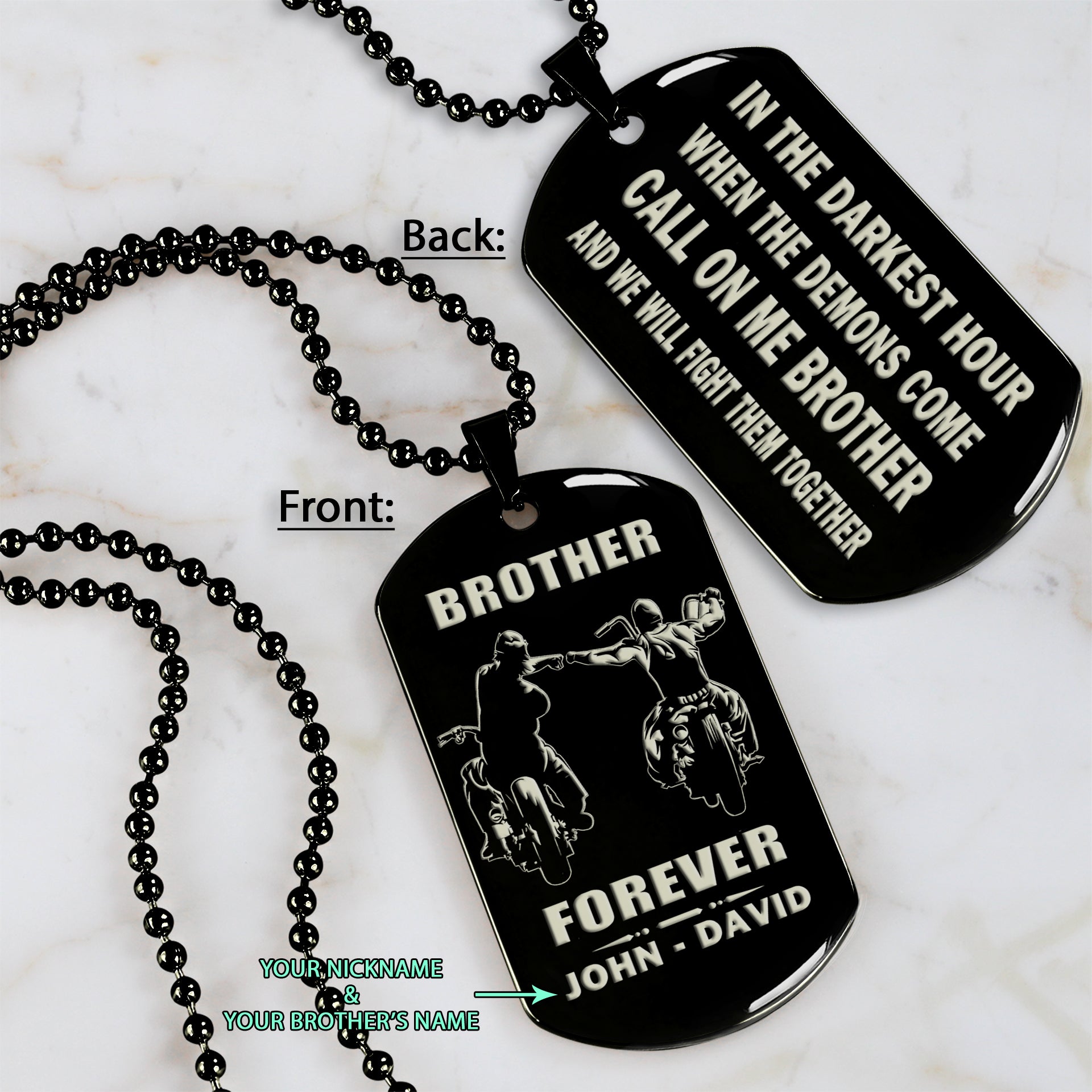 BR4-Call on me Brother - Brother Forever - Dragon ball Goku Vegeta - Soldier -Engraved Dog Tag Two Side