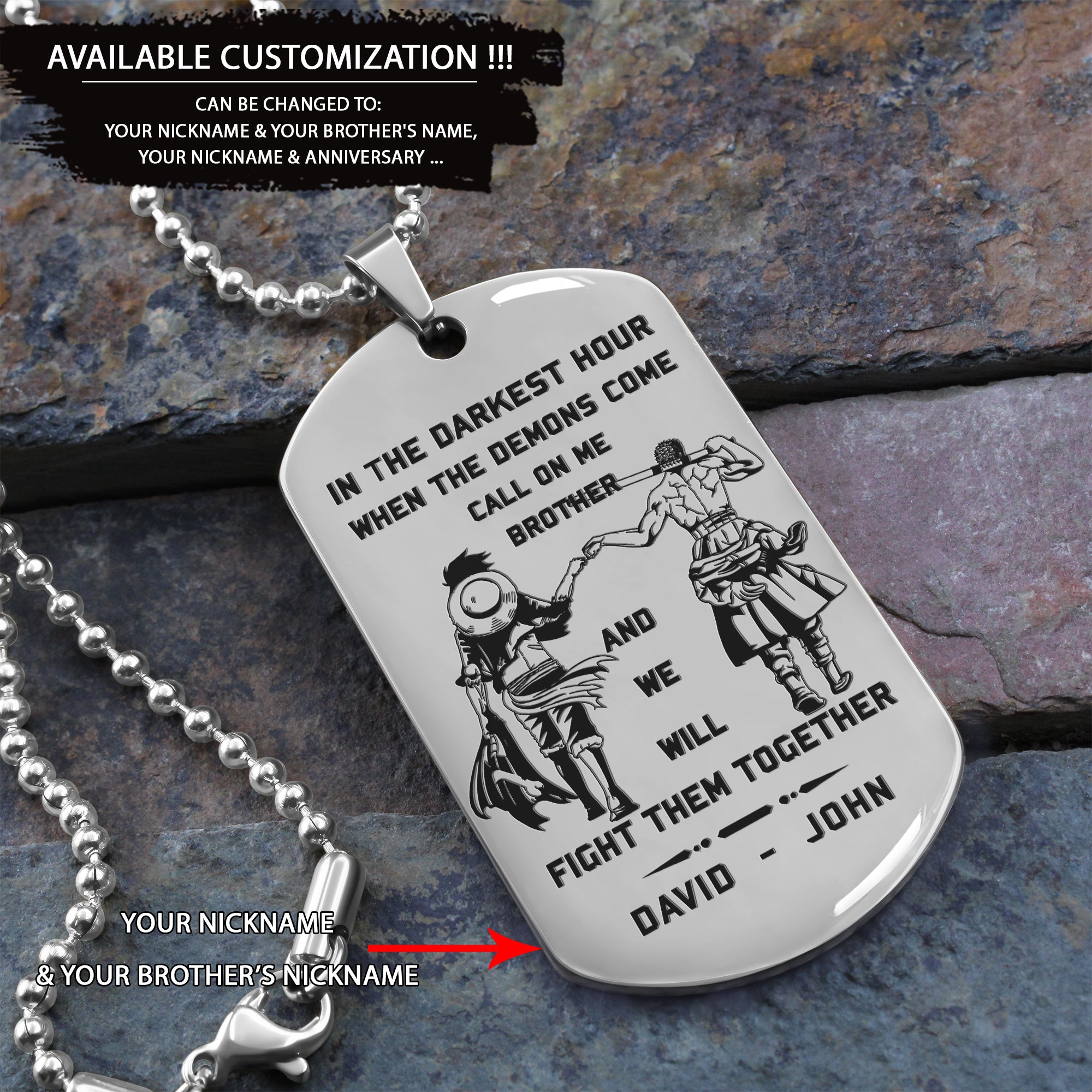 BR8-Call on me Brother - Brother Forever -Dragon ball Goku Vegeta - Soldier -Engraved Dog Tag Two side All Style