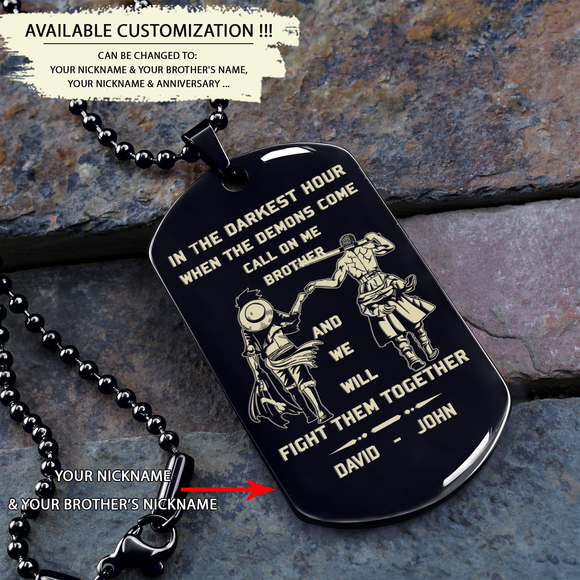 BR8-Call on me Brother - Brother Forever -Dragon ball Goku Vegeta - Soldier -Engraved Dog Tag Two side All Style