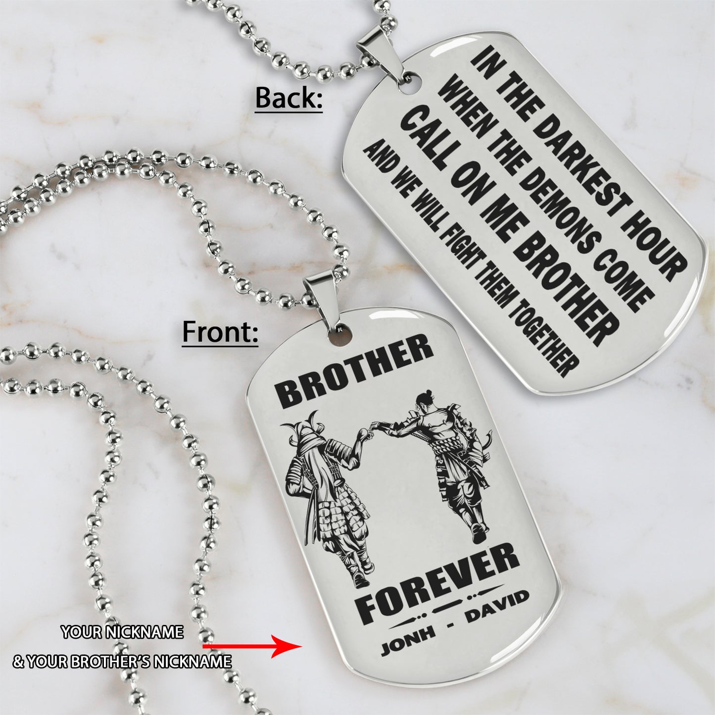 Call on me Brother BR3 - Brother Forever - Dragon ball Goku Vegeta - Soldier -Engraved Dog Tag Two Side
