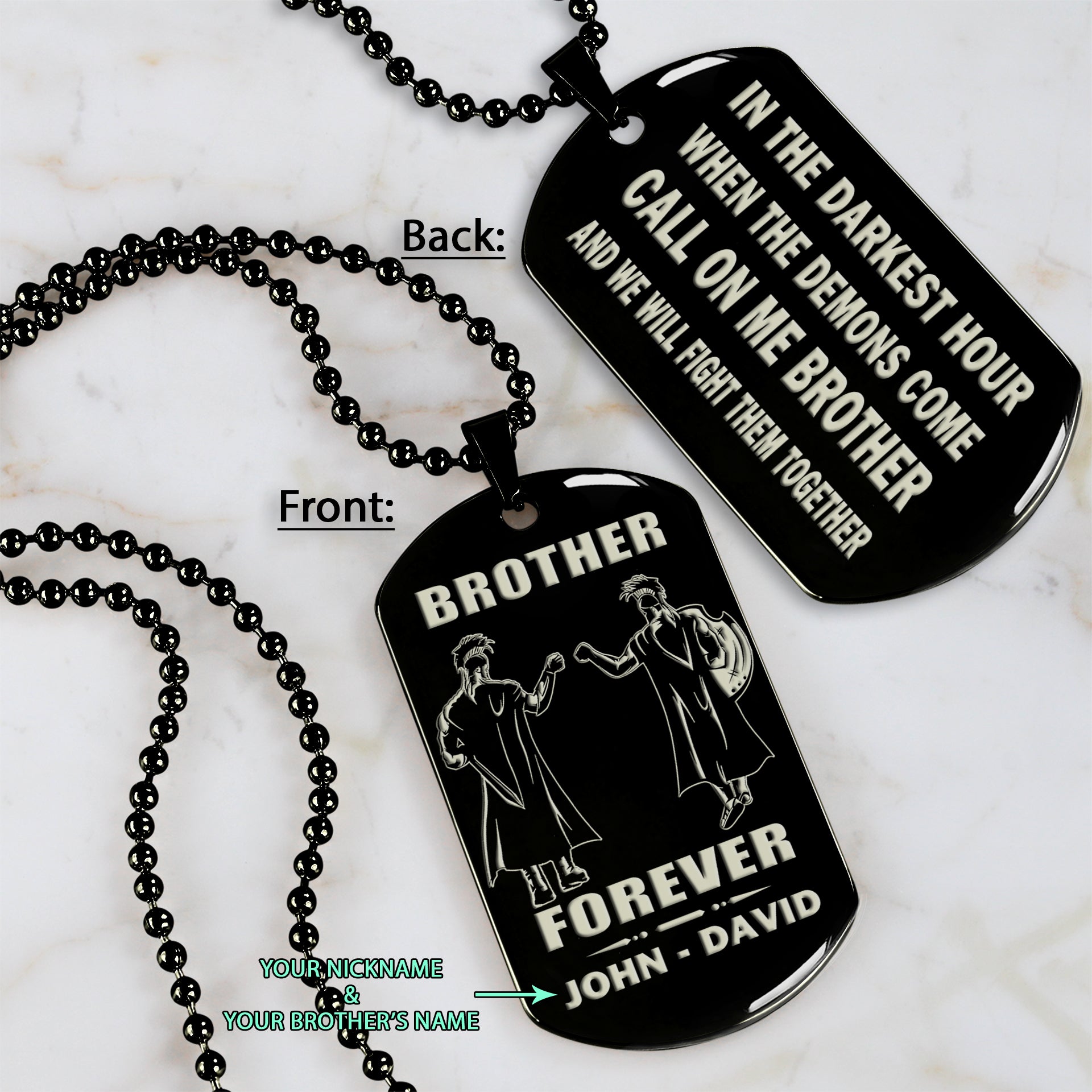 BR4-Call on me Brother - Brother Forever - Dragon ball Goku Vegeta - Soldier -Engraved Dog Tag Two Side