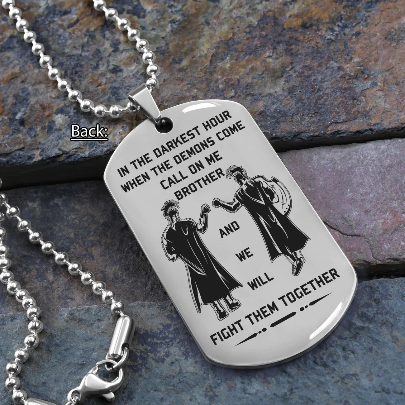 SOLDIER Call on me Brother Engraved Customizable Dog Tag