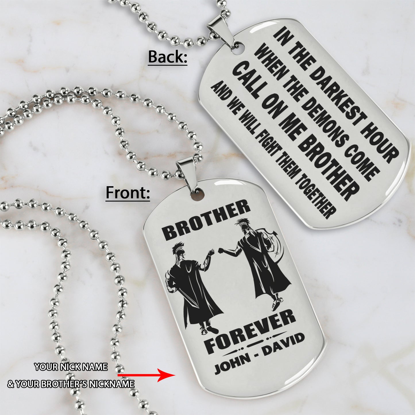 Call on me Brother BR3 - Brother Forever - Dragon ball Goku Vegeta - Soldier -Engraved Dog Tag Two Side
