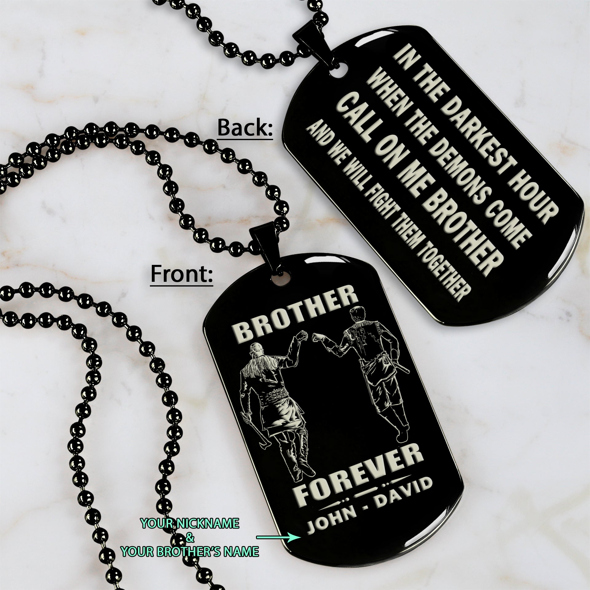 BR4-Call on me Brother - Brother Forever - Dragon ball Goku Vegeta - Soldier -Engraved Dog Tag Two Side