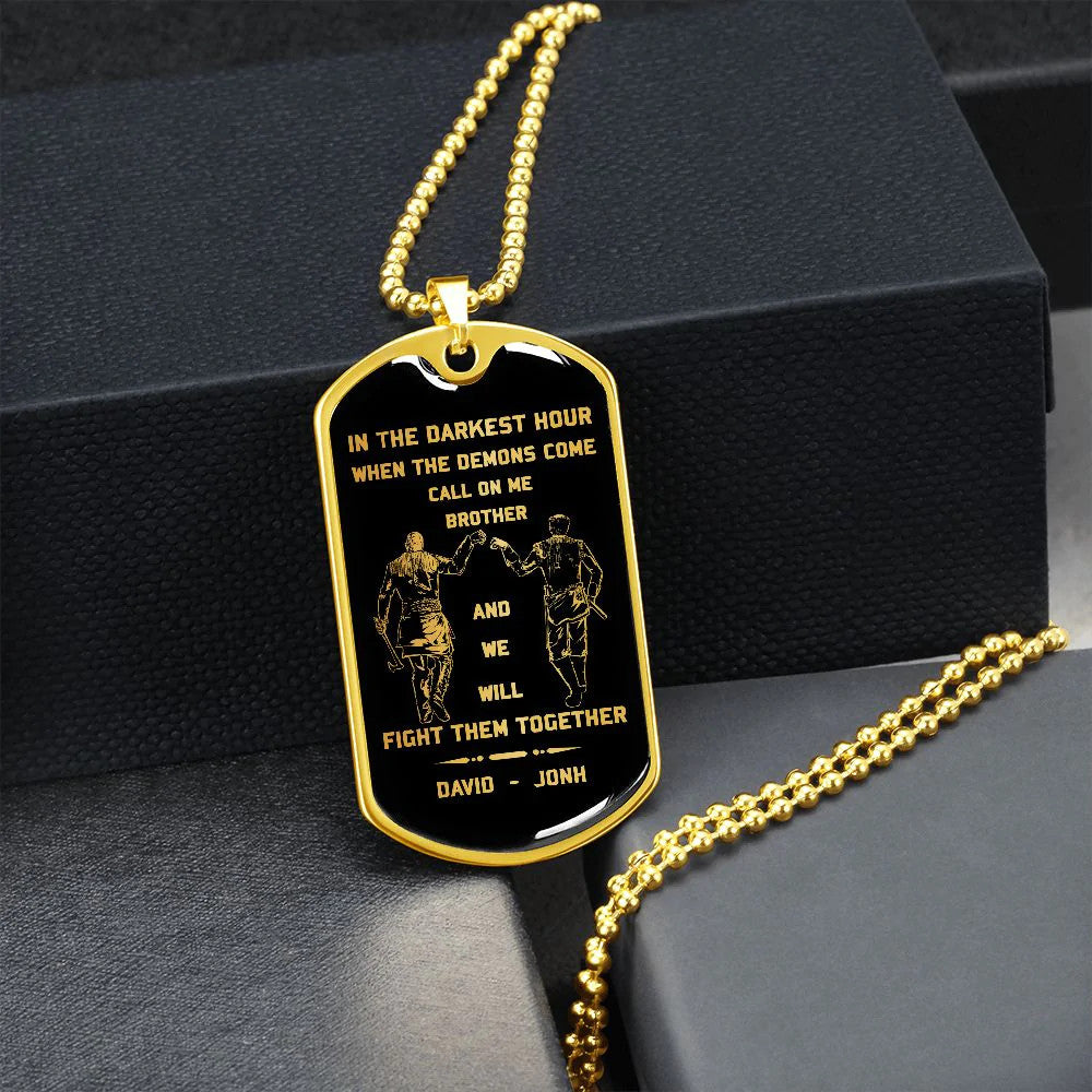 SD Call on me Brother Engraved Dog Tag 18K gold all style