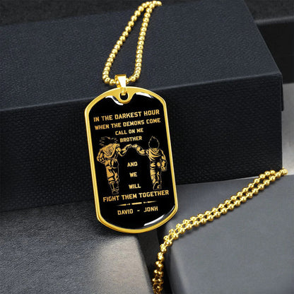 Call on me Brother - Dragon ball Goku Vegeta - Soldier - Engraved Dog Tag 18K Dog Tag Necklace gold all style