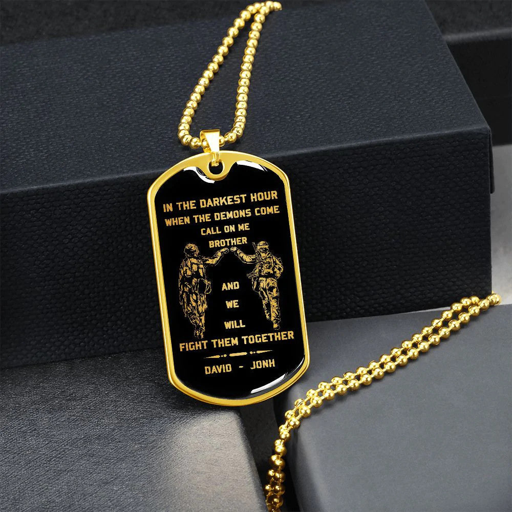 Call on me Brother - Dragon ball Goku Vegeta - Soldier - Engraved Dog Tag 18K Dog Tag Necklace gold all style