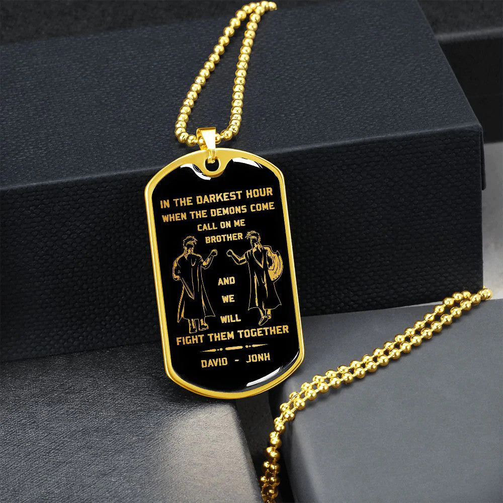 SD Call on me Brother Engraved Dog Tag 18K gold all style